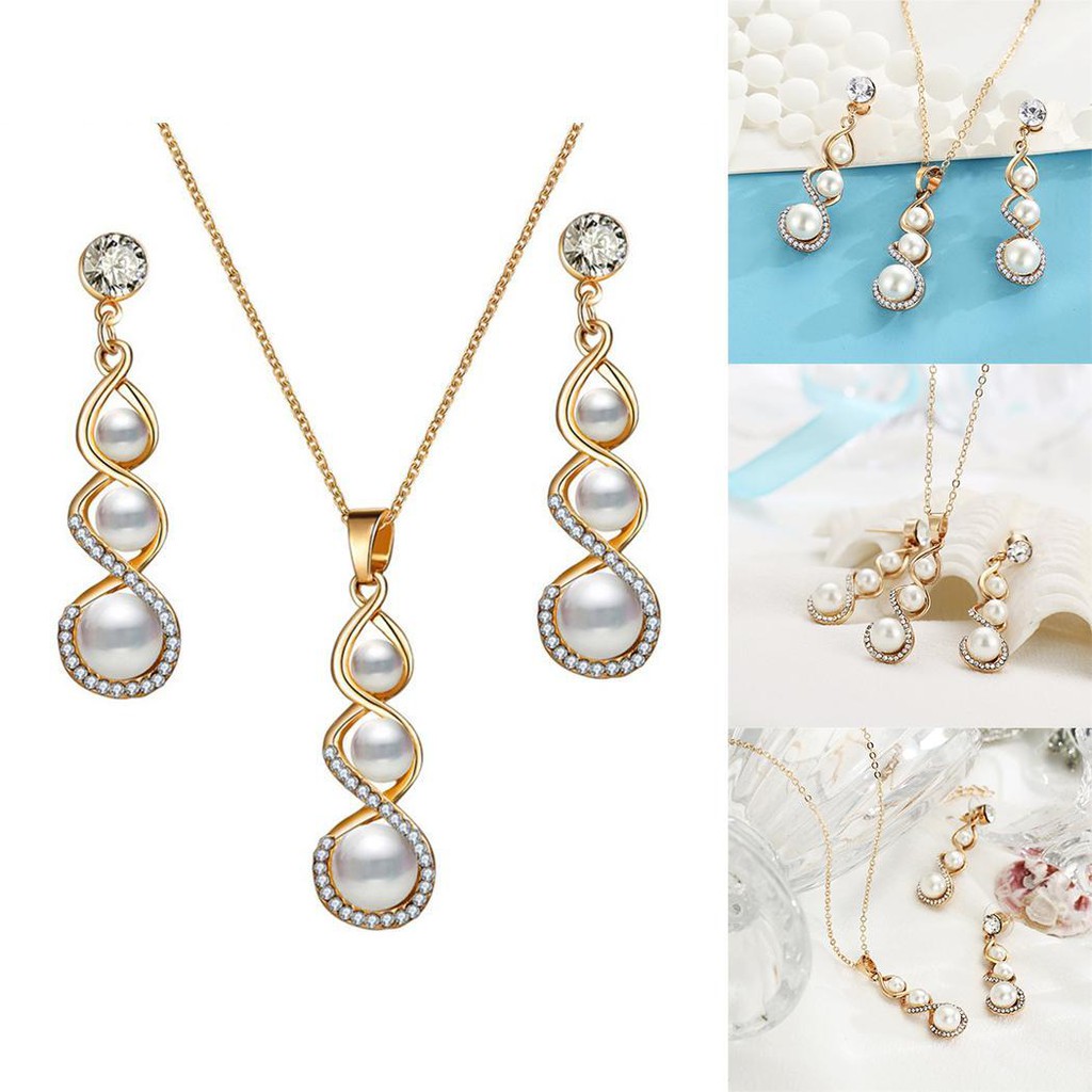 READY MAKASSAR Set Perhiasan Kalung Anting  Giwang Cincin Wanita / Set Perhiasan Emas Mutiara