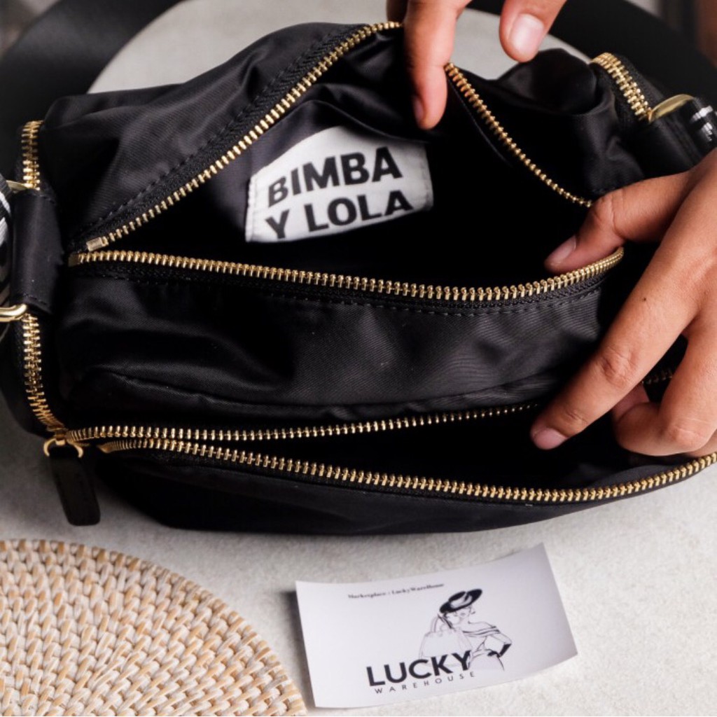 Bimba Y Lola Nylon Zip Crossbody Black - ORIGINAL 1000%