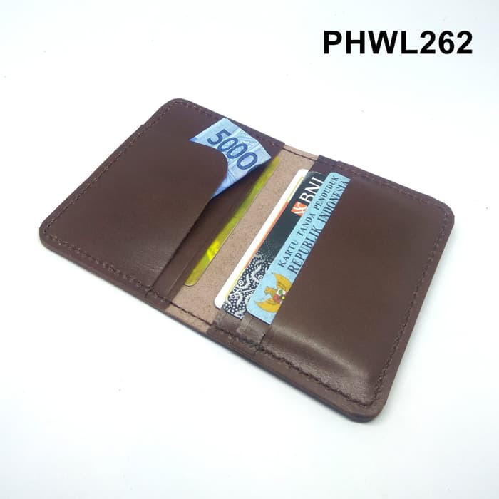 dompet kartu kulit asli card wallet warna coklat PHWL262