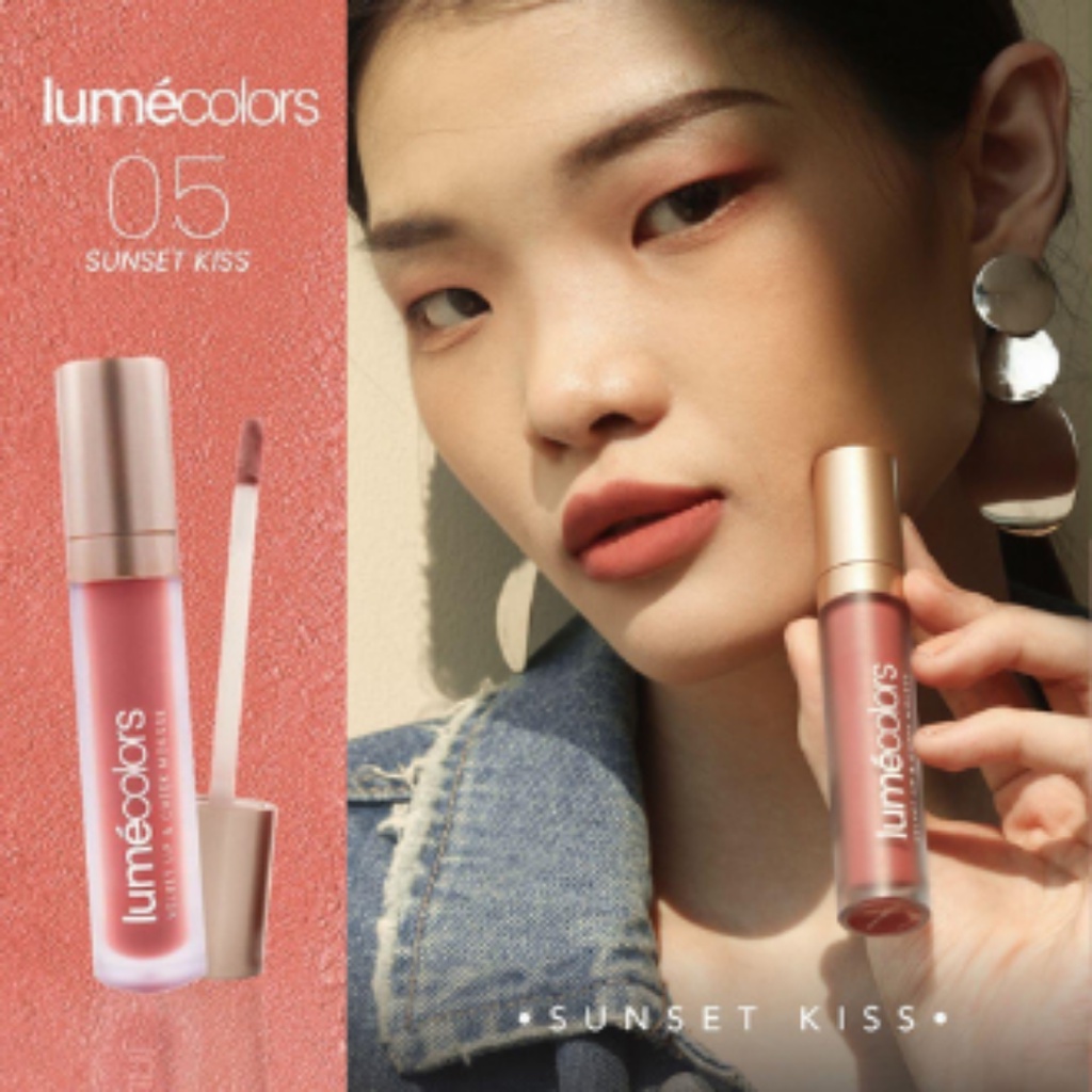 [3in1] LUMECOLORS Cheek Mousse Lipstik 5ml  Multifungsi Eyeshadow Perona Pipi Blus On Lumecolor Lipcream Bibir Kering  shade  sunset kiss Stokist Lume Surabaya-3