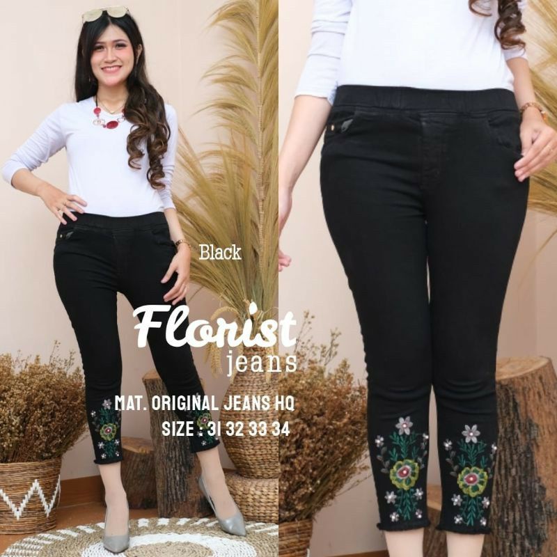 Jeans Bordir Wanita 7/8 / Florist Jeans