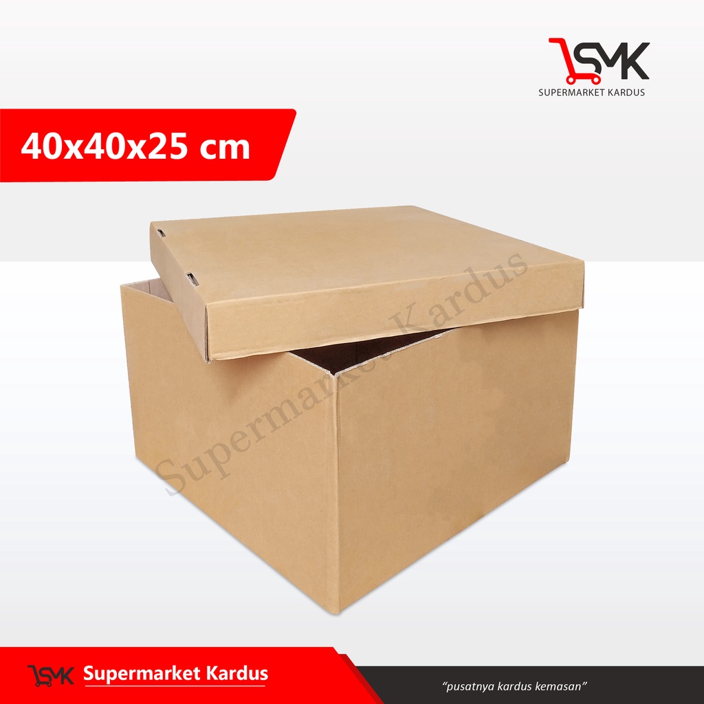 

Box 40x40x25 cm (Set Top/Bot Asia) Kardus/Karton/kemasan/Paking/boxtopbottom/Hampers/boxBoneka/boxBuah/boxPuding/boxTart/tinggi10/tinggi25