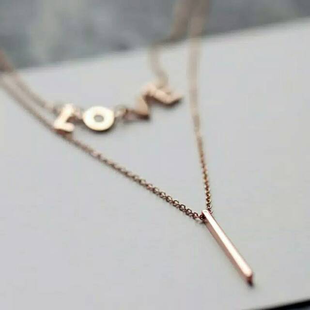 GG Kalung Titanium Premium 2layer I love #KL-119B