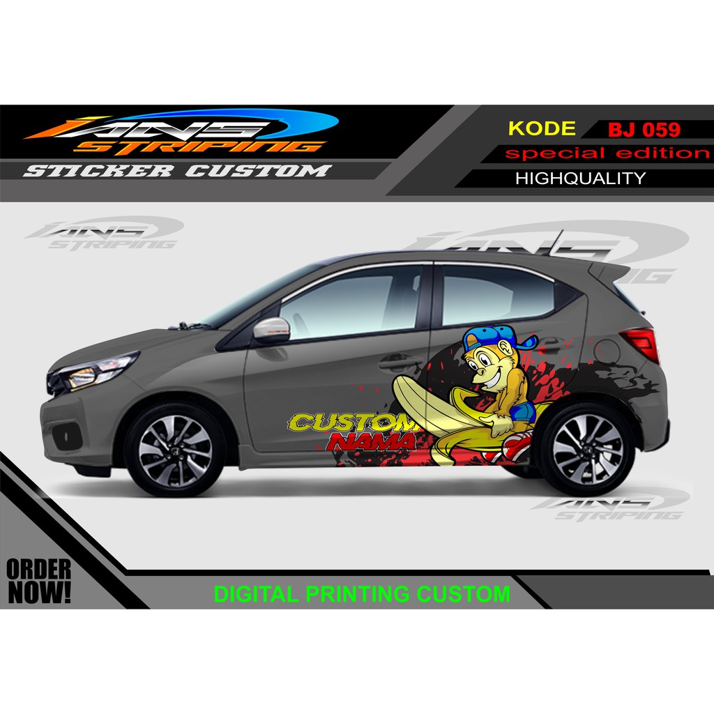 DECAL STIKER CUSTOM MOBIL BRIO/ VARIASI STIKER SAMPING UNTUK MOBIL JAZZ, AGYA, DLL