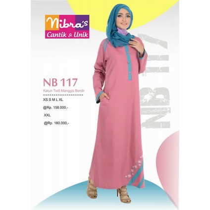 Baju gamis batik kombinasi  warna tosca busui cotton NIBRAS NB 117