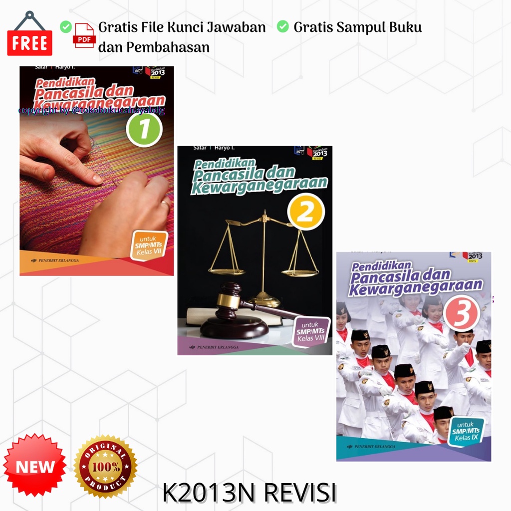Buku PPKN SMP Satar & Haryo T Kelas 7 8 9 K13N ERLANGGA ORIGINAL BARU