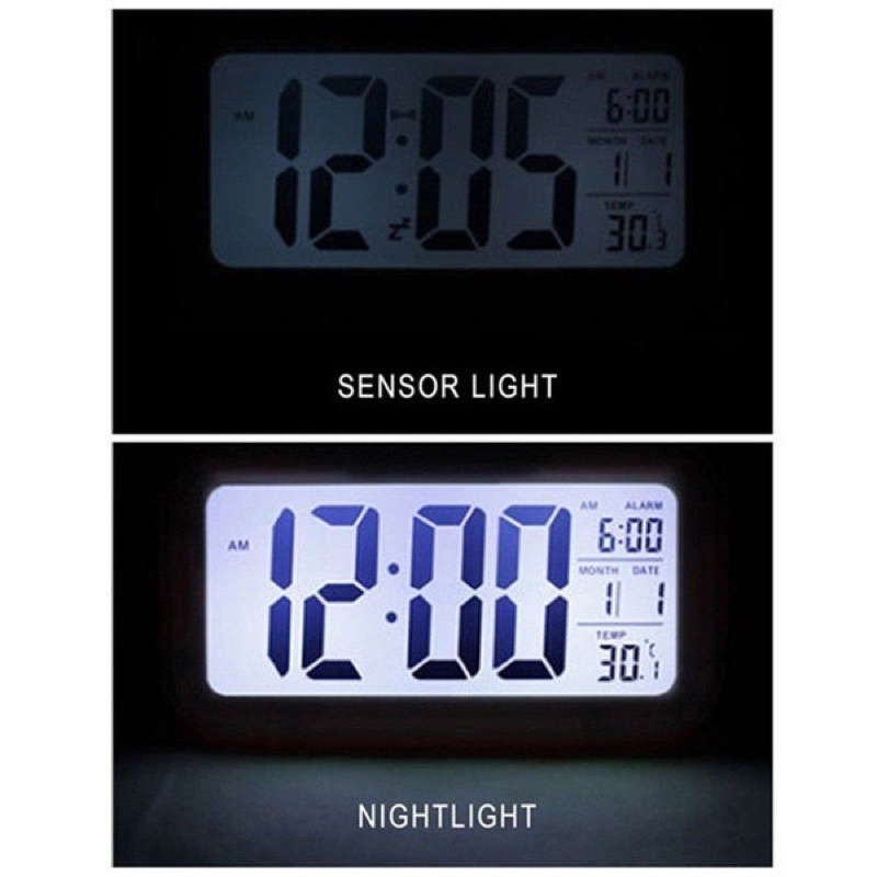 Jam Meja Digital / Jam Alarm Sensor Cahaya Pintar LED