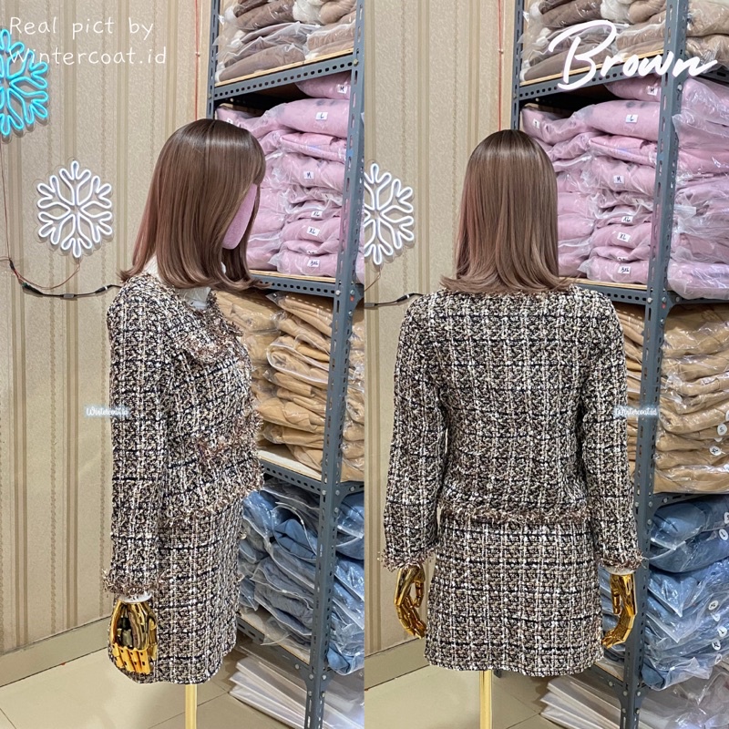 Tweed coat wanita jacket import korean style autumn premium Lara