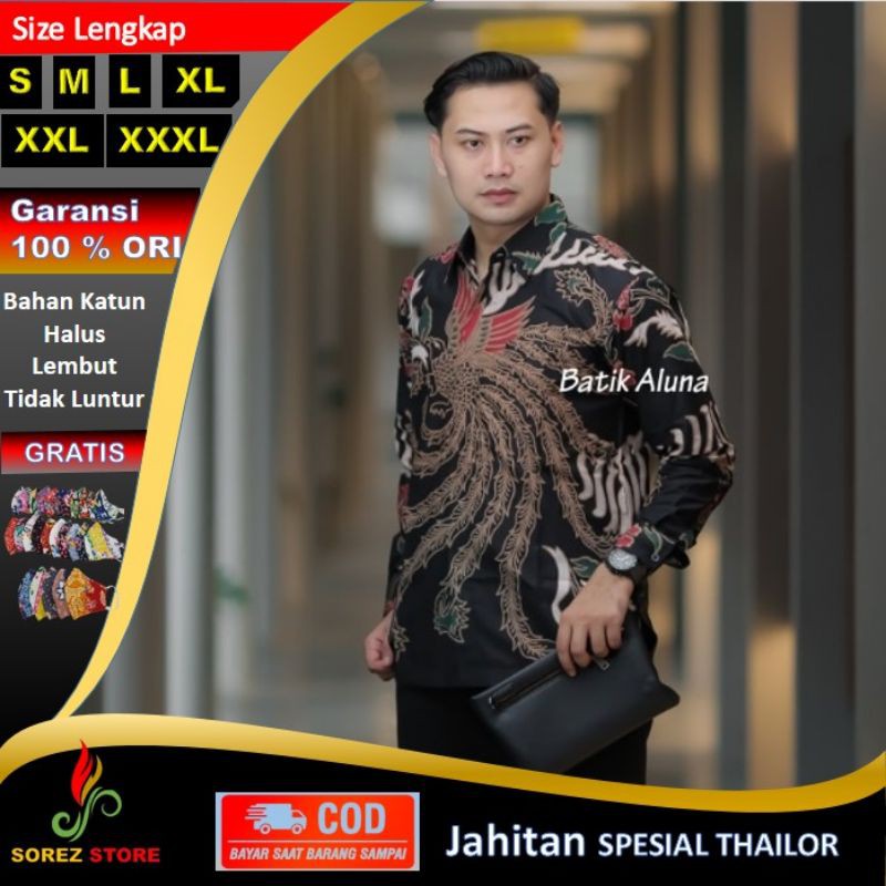 Kemeja Batik Pria Mewah Lengan Panjang Jumbo Full Furing Keratonan Jogja Tresno Kamulyan Modern P09