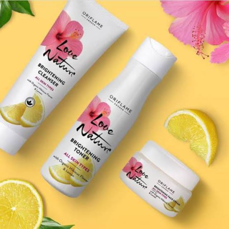 Love Nature Brightening Face Cream/ Toner/ Cleanser With Organic Hibiscus Flower &amp; Lemon