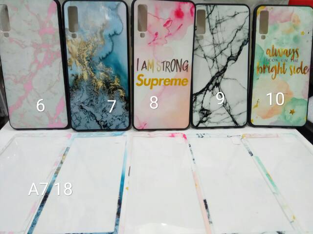 Case fuze marble+tempered glass Samsung A7 2018