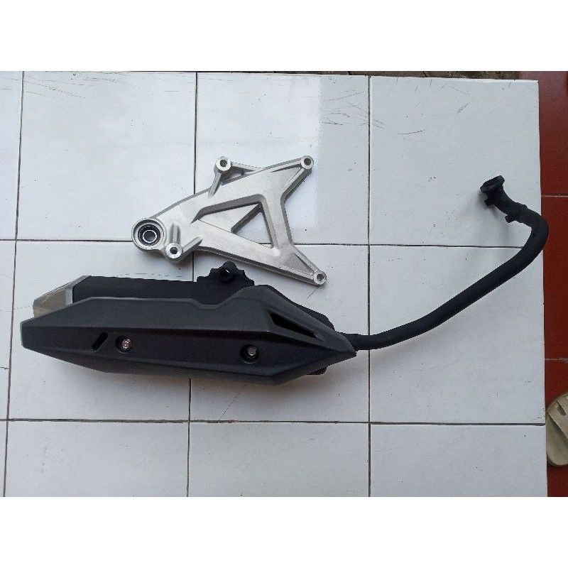 Knalpot honda vario 125 150 new led + arm set klaher original