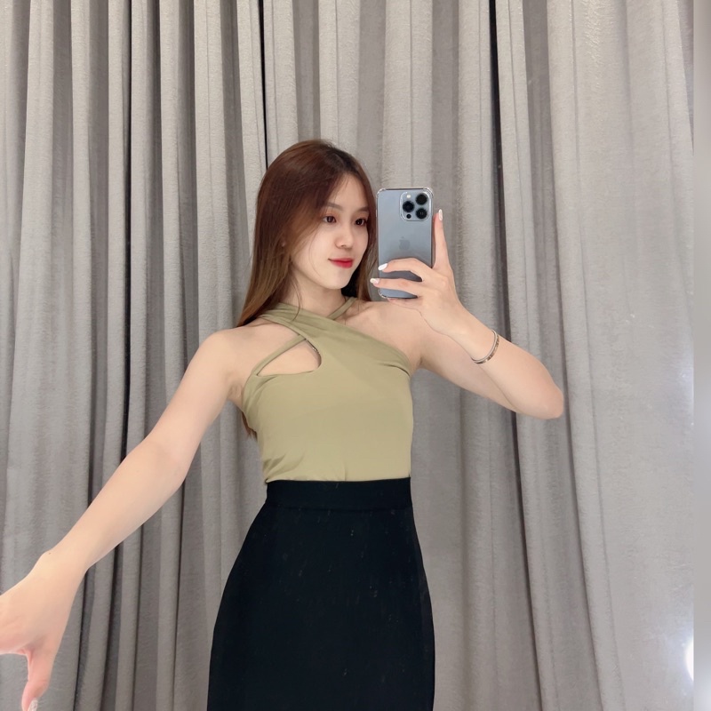 Korea cross tanktop jersey 1699 | Tanktop silang | Tanktop korea halter-sage green