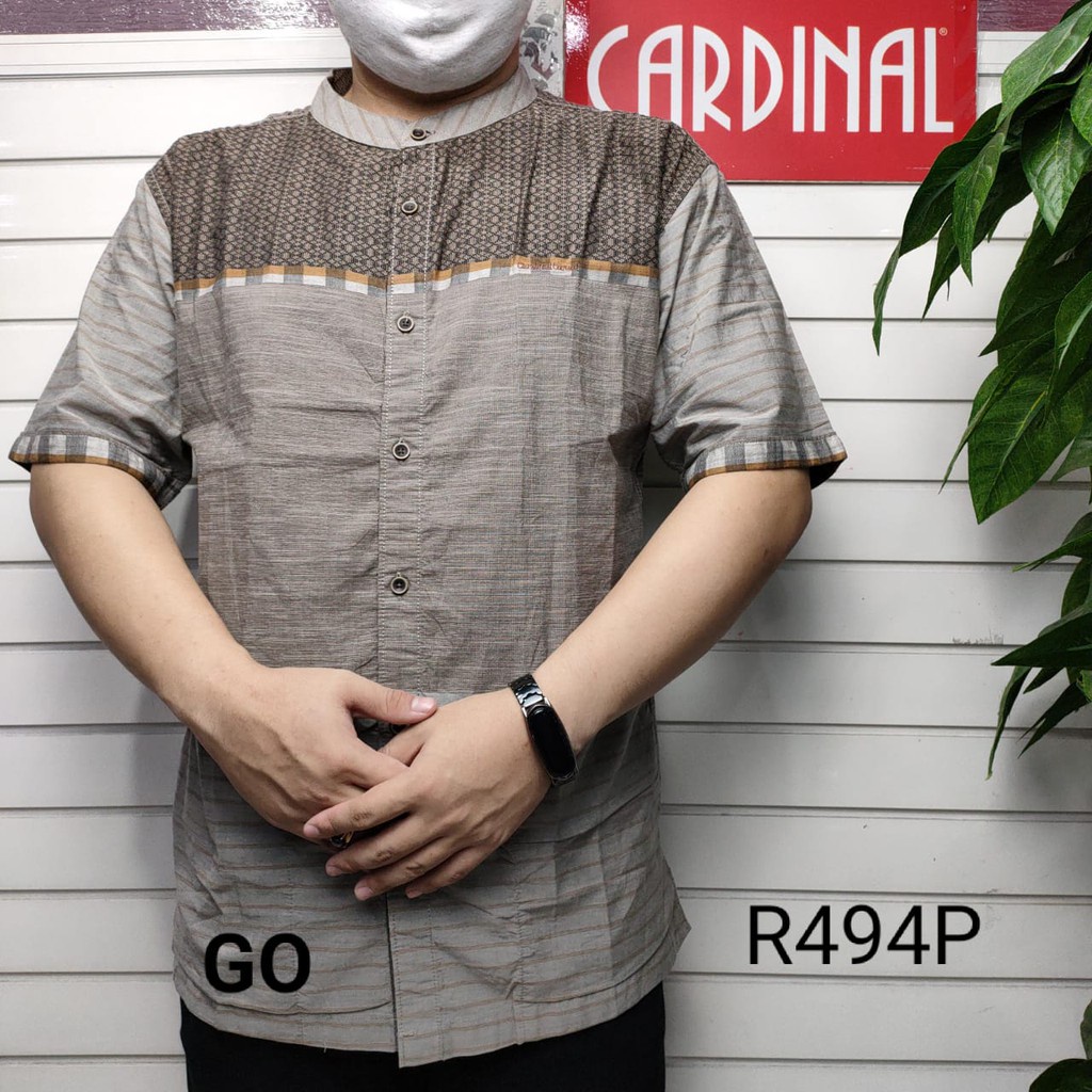 BB  M CARDINAL KEMEJA KOKO Taqwa Pakaian Pria Baju Muslim Salur Kekinian Lengan Pendek Original