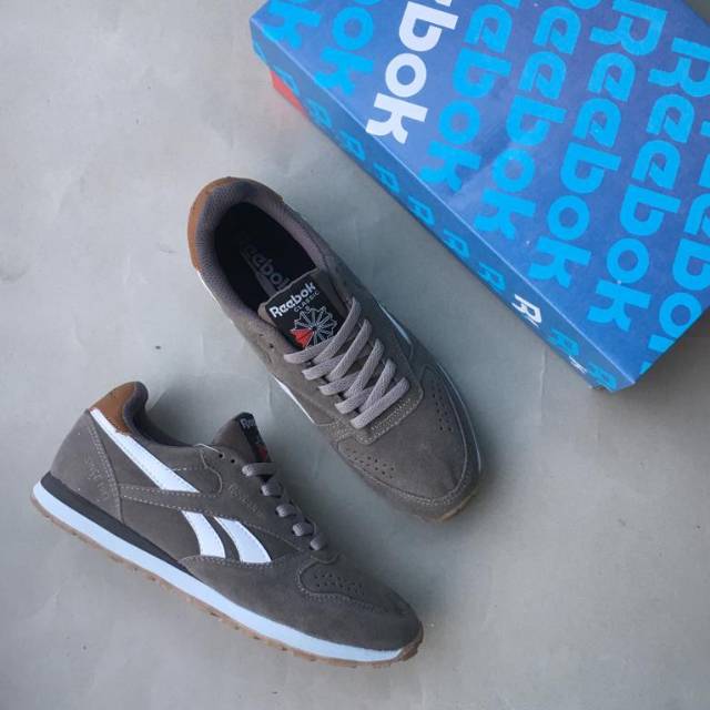 reebok grey suede