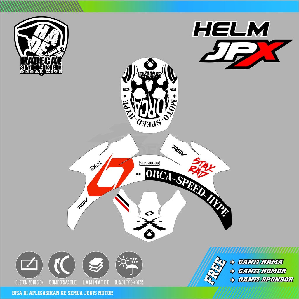 DECAL STICKER HELM JPX MOTIF ORCA