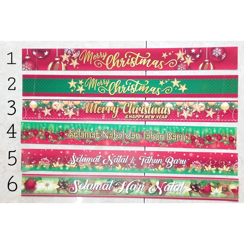 Pita Parcel Harga per 10 lembar NATAL Tahun Baru/Pita Natal /Pita Christmas/ Selempang parcel/ pita toples