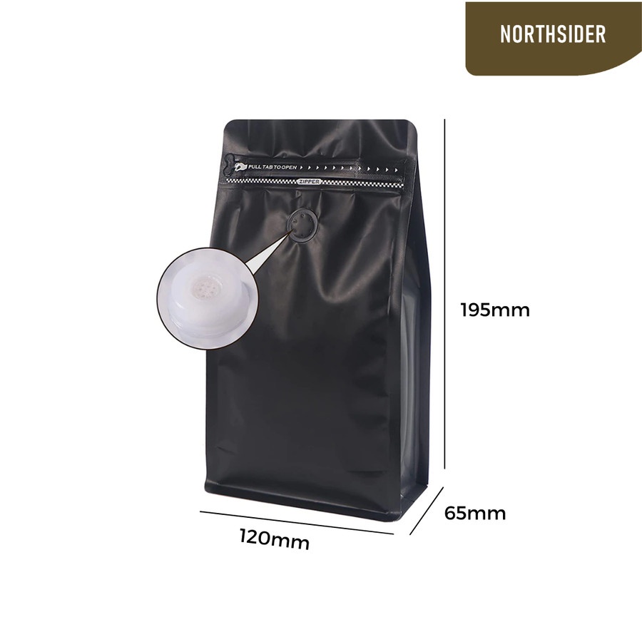 KEMASAN KOPI 250GR - STANDING POUCH FLAT BOTTOM ZIPPER AND VALVE