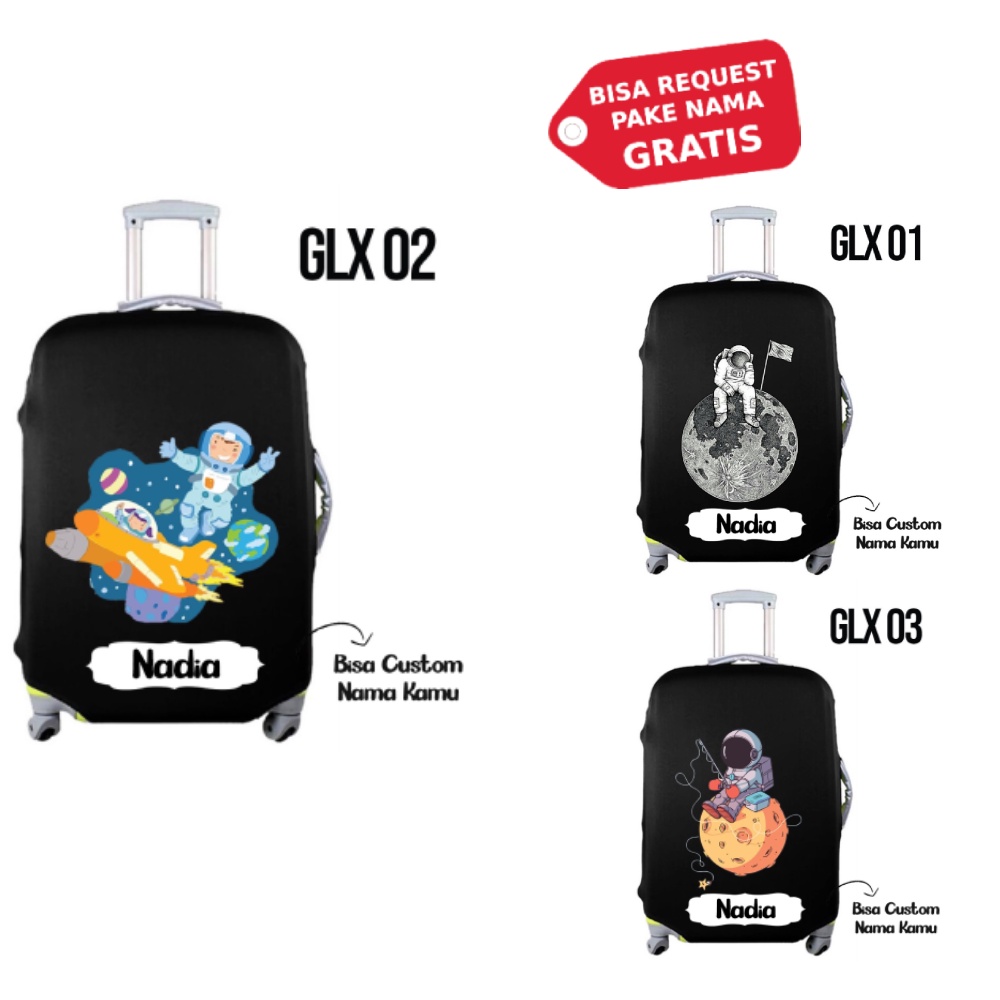 Sarung Pelindung Koper Elastis Motif Galaxy Ukuran S M L Hitam Travel Haji Kabin Cover Pelindung Lug