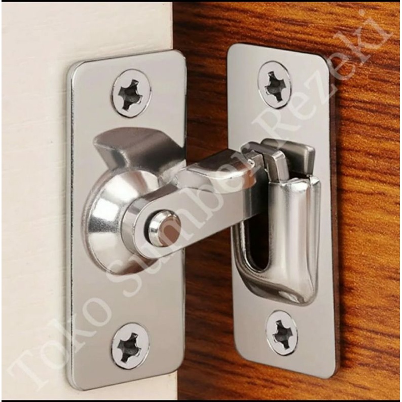 Pengait Kunci Geser Pintu Stainless Steel Besi Putar Baja Lock Door Engsel Siku Gudang