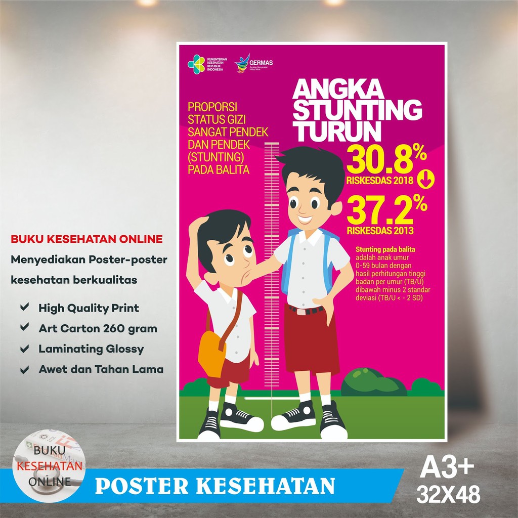 

Poster Kesehatan - ANGKA STUNTING TURUN - LAMINATING GLOSSY