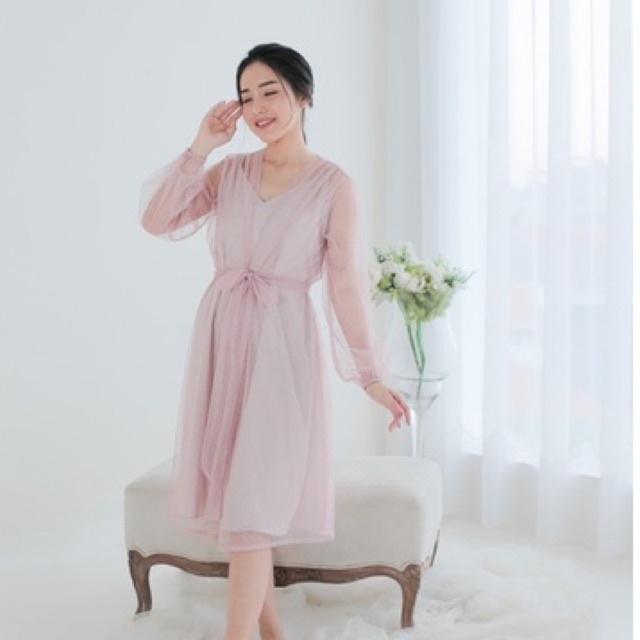 DOTTY ROBE ROSE GOLD KIMONO PENGANTIN KIMONO WEDDING ROBE PENGANTIN ROBE WEDDING ROBE