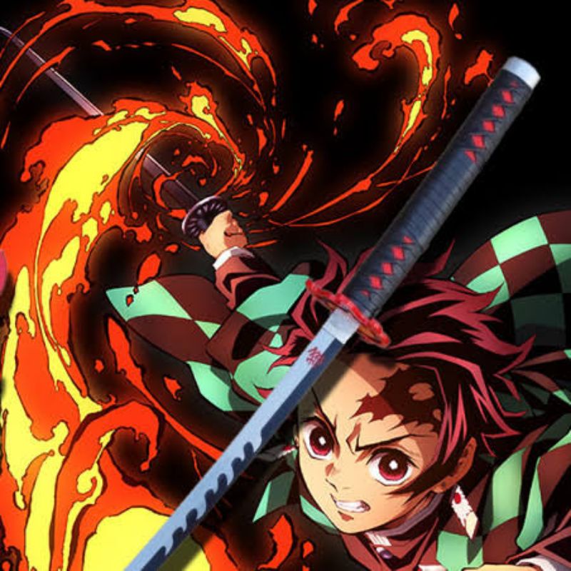 Katana kayu Tanjiro kamado versi 2 Demon slayer kimetsu no yaiba 100cm