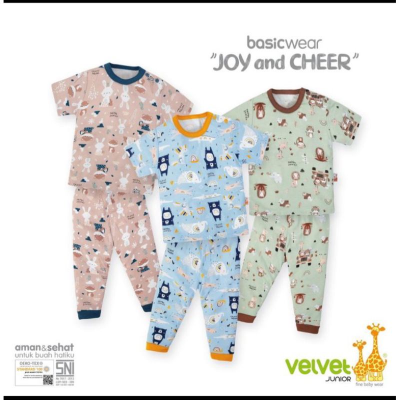 VELVET JUNIOR!!!3 Pasang Setelan CPR Baju Pendek Celana Panjang Ukuran S M L MOTIF RANDOM