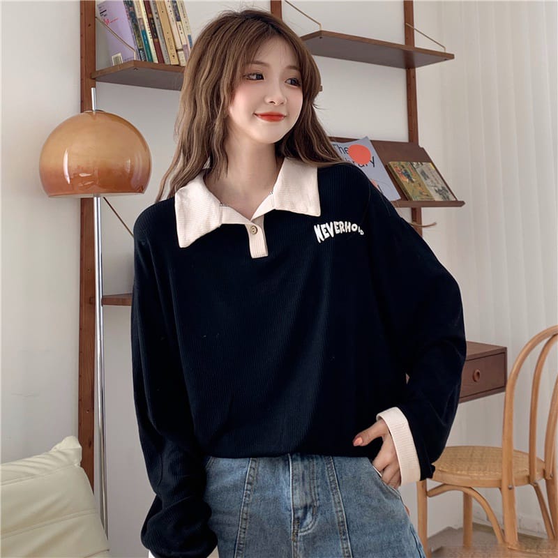 pakaian wanita / Neverhood collar sweater kerah wanita korean style