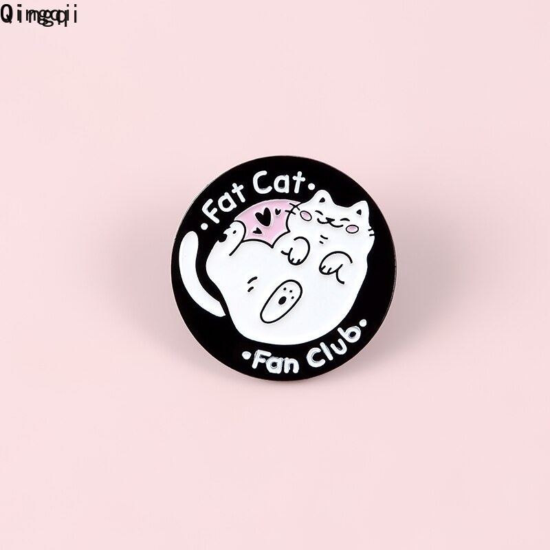 Bros Pin Enamel Bentuk Kucing Gemuk Bulat Untuk Anak