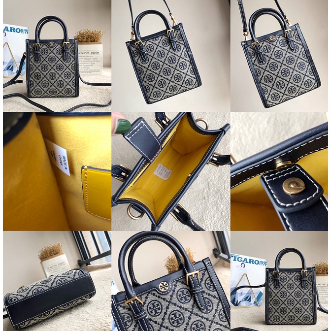 TAS WANITA SELEMAPANG BAHU TORY BURCH T - MONOGRAM JACQUARD MINI N/S TOTE (87146)