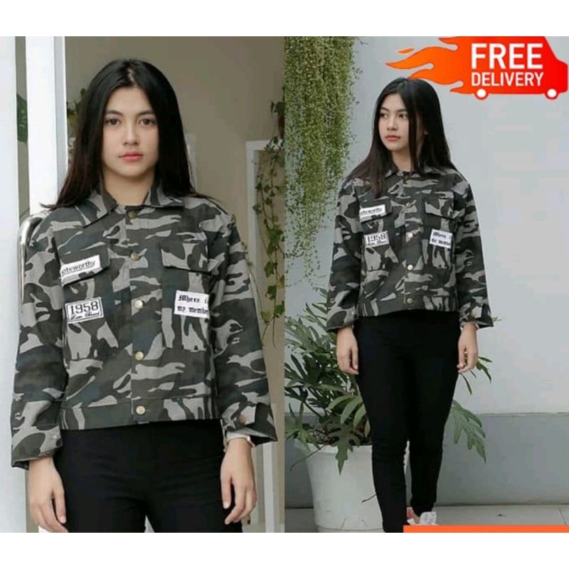 Jaket usa fly army/jaket cewe army look/jaket wanita warna hijau army/jaket hijau tentara