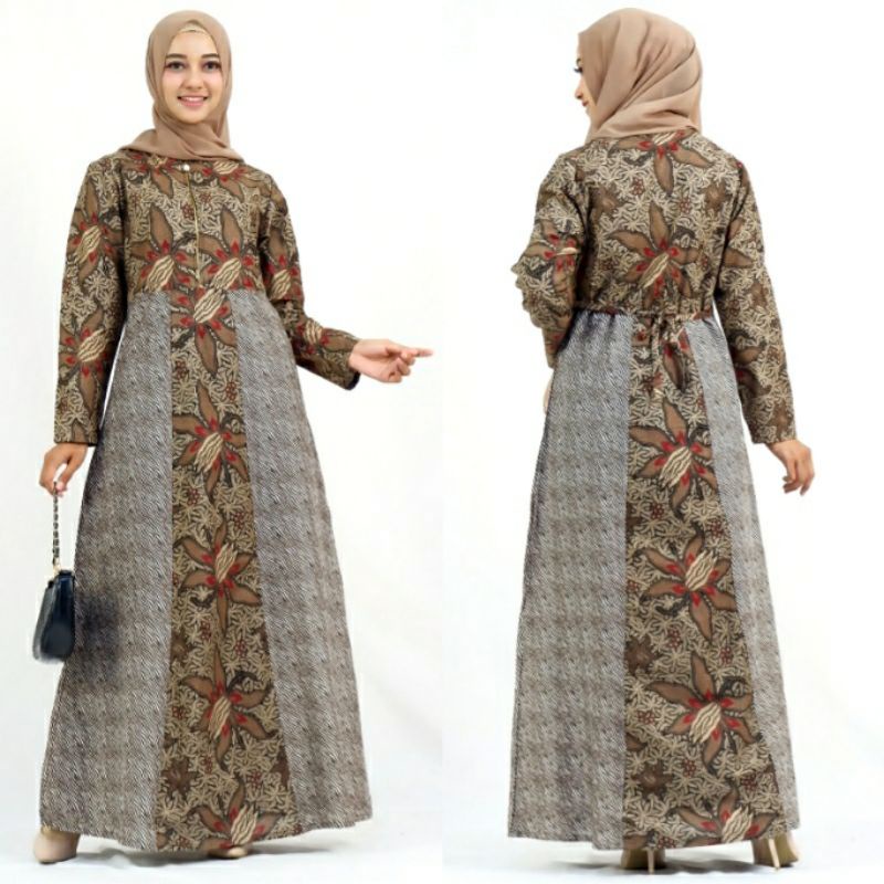 Gamis Batik Modern Jumbo Big Size M L XL XXL Batik Hijab Long Dress Muslim SKR