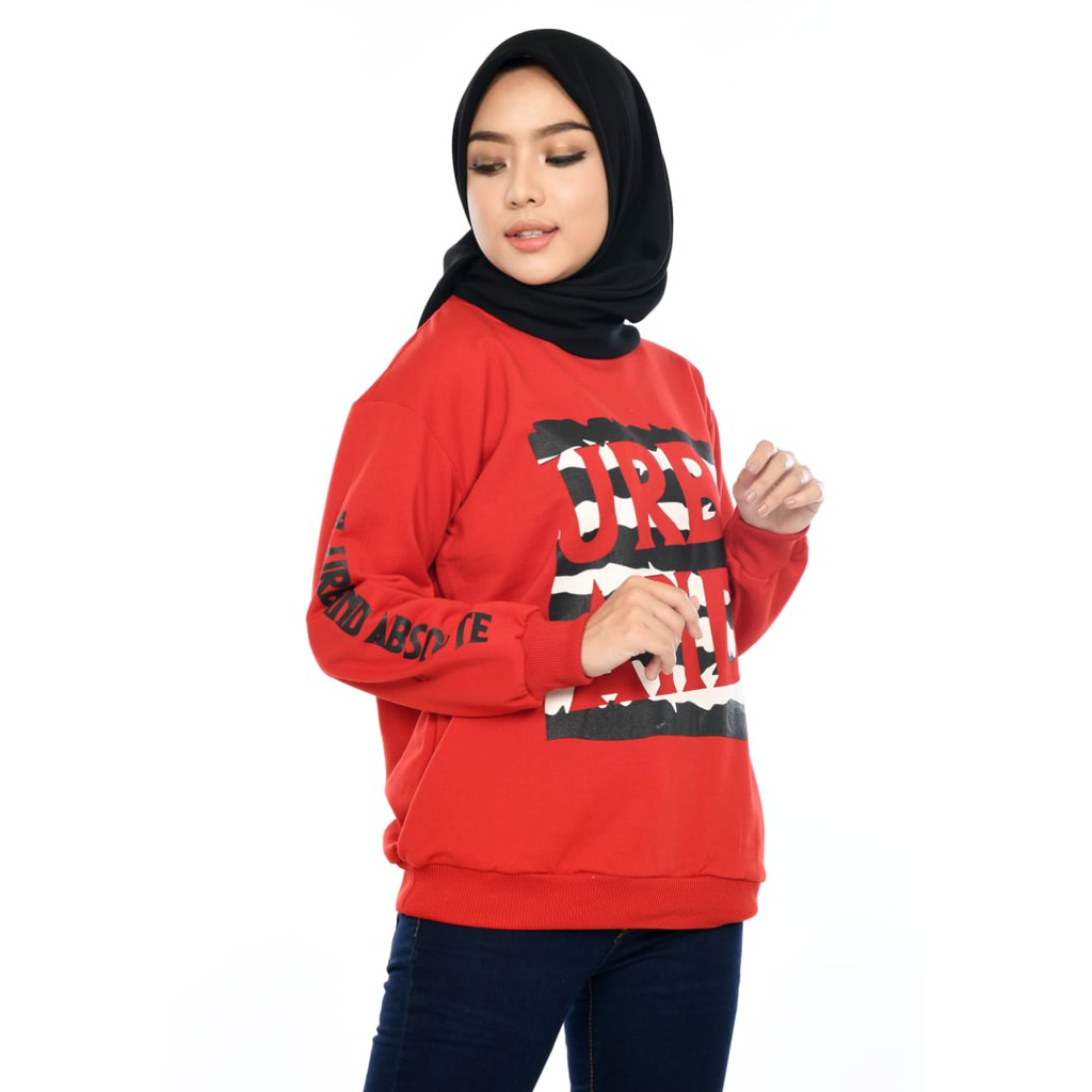 X Urband Sweater Oblong Wanita Kirei Crewneck A143