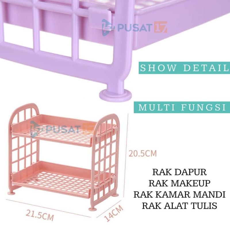 DE1 RAK PLASTIK MINI 2 SUSUN RAK DAPUR KAMAR MANDI KOSMETIK MAKE UP