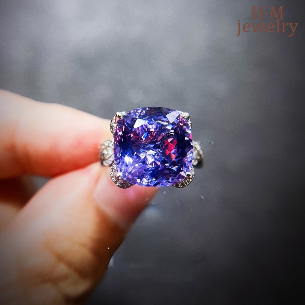 Cincin Berlian Amethyst Kuning Fanta Super Besar Untuk Wanita