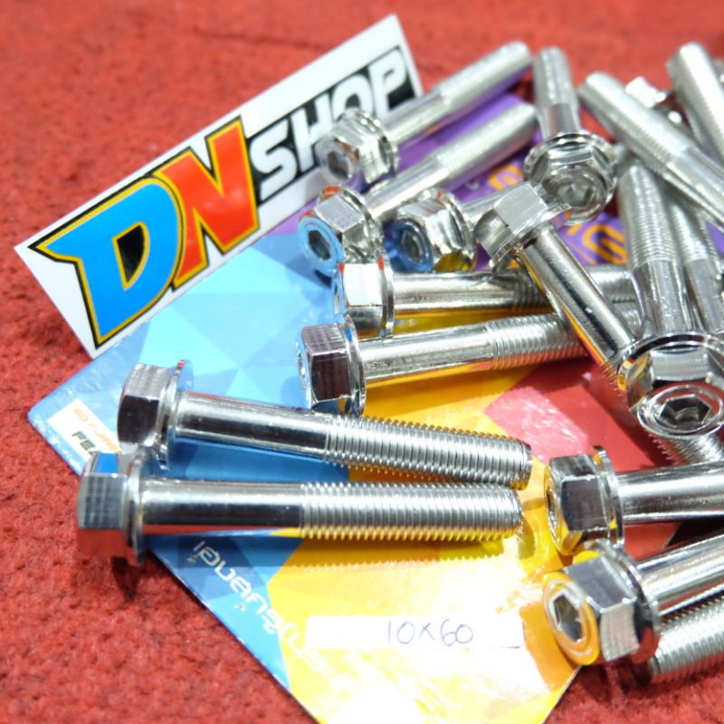 Probolt stainless 2 kunci M10x60 drat 14 panjang 60mm