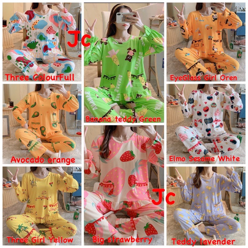 JC- STELAN IMPORT PP / Stelan piyama kaos import / Stelan tidur wanita muslimah