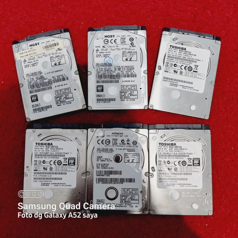 Harddisk Laptop 250GB / 320GB / 500GB Internal SATA 2.5&quot; ORI Second Bergaransi