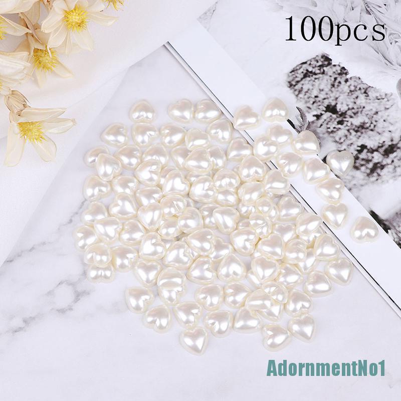 (AdornmentNo1) 100pcs / lot Manik-Manik Mutiara Imitasi Bentuk Hati Untuk Kerajinan Tangan DIY