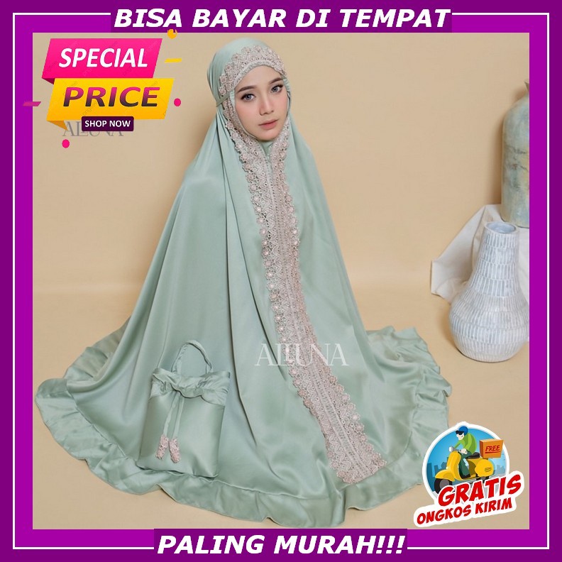 Mukena Mukenah Dewasa Bordir Larasati Jumbo Mewah Timbul Elegan Bahan Katun Mikro Adem Warna Putih T