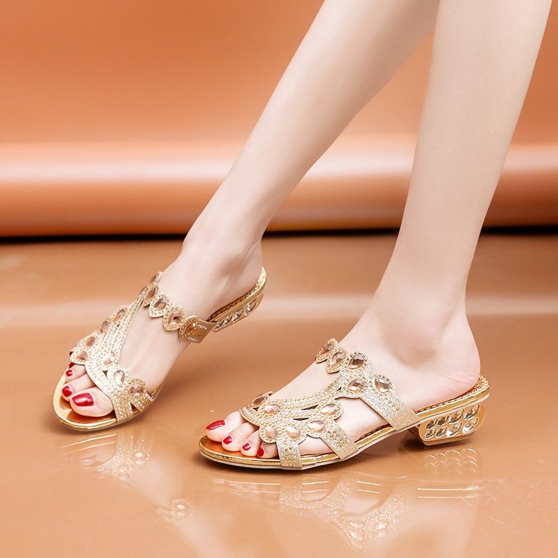 Permata Sandal Heels Pesta Wanita 8806-02 Mewah Hak Tahu 3.5cm Import