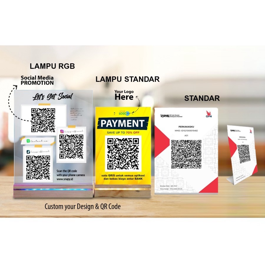 QR STAND / STANDING CUSTOM QR CODE MEJA KAFE / QRIS / KASIR AKRILIK