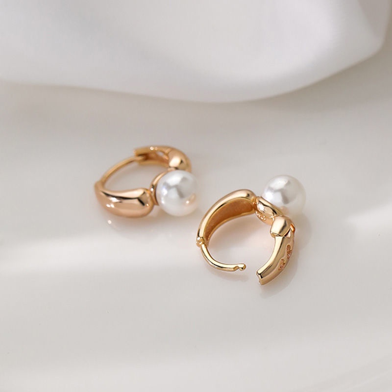 1 Pair  Cute FrenchPearl Studs Small Hoop Earrings for Women