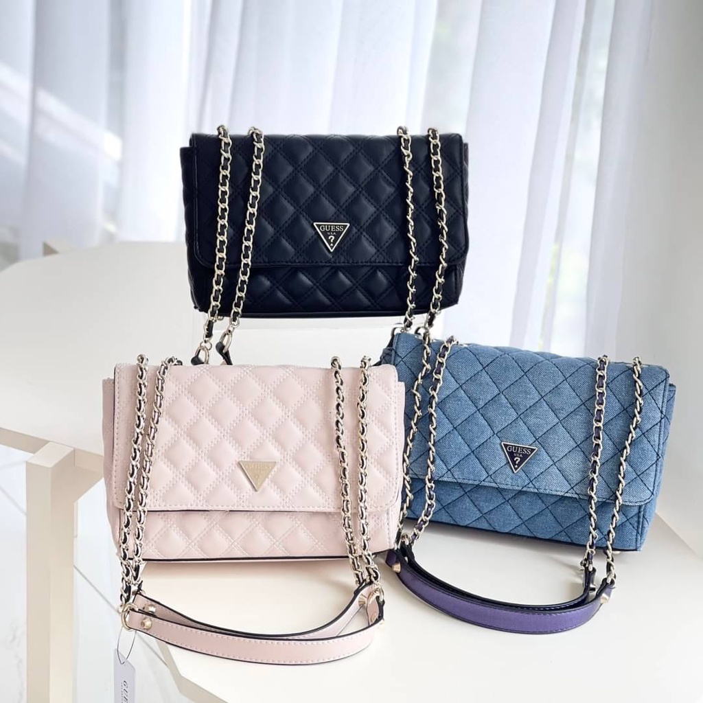 GB140 Tas Selempang Bahu Wanita Import Guess Quilted Chain Shoulder Bag