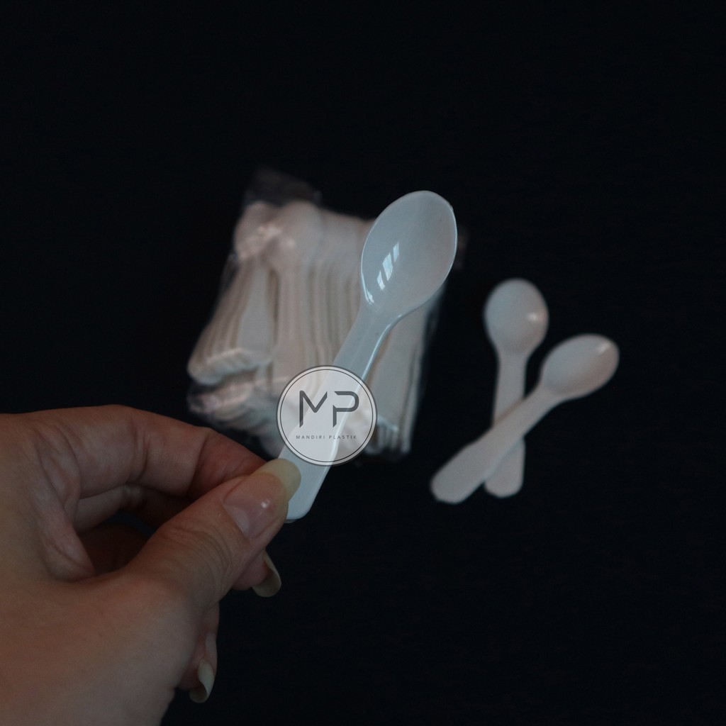 Sendok Plastik Kecil Eskrim / Sendok Plastik Puding Jelly Kecil -50pcs