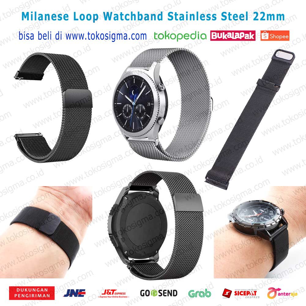 Tali Jam Amazfit Strap Stainless Milanese Magnet Watch 22mm Huawei Samsung gear s3