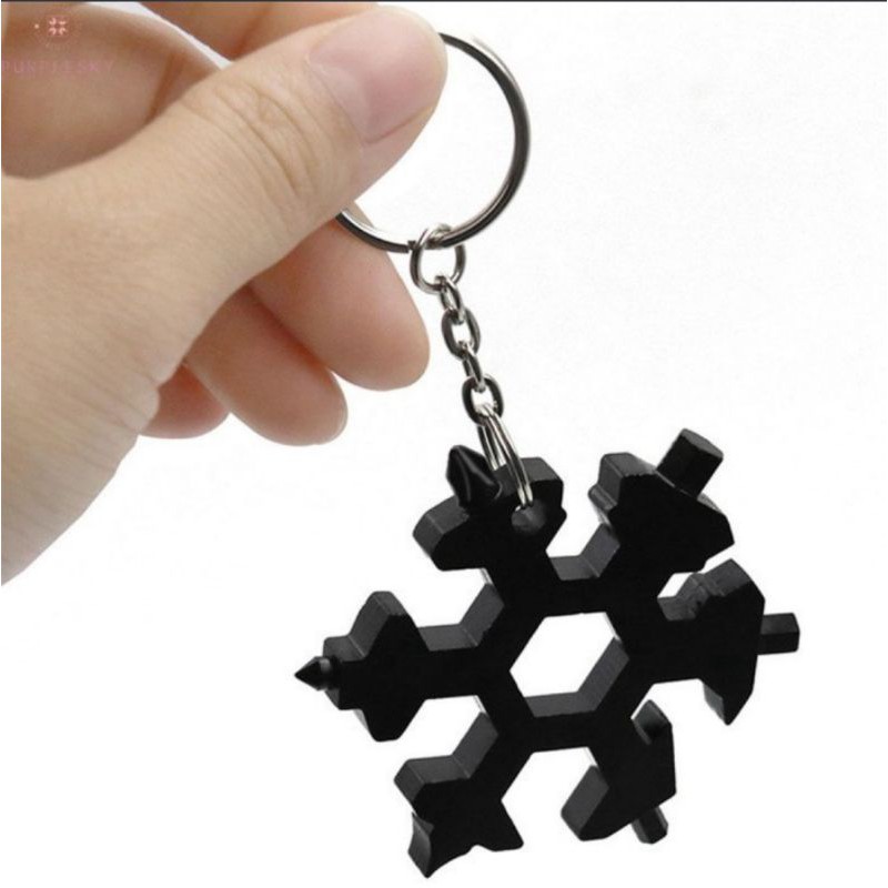 Portable 18-in-1 Multi Functional Wrench Tool Stainless Steel Keychain