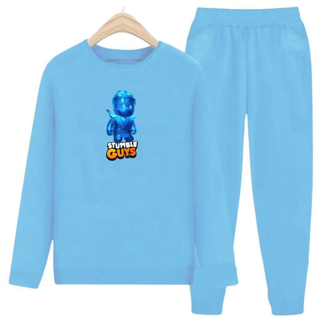 Setelan Anak Sweater Stumbel Blue Dinamitor Crewneck/one set/ Sweater + Celana