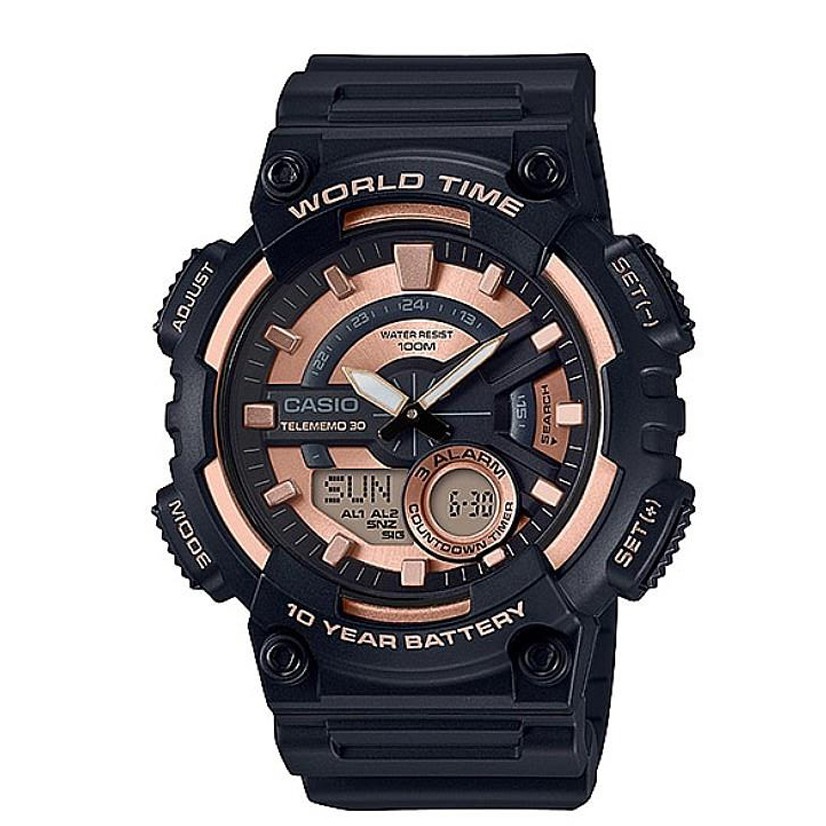 Casio Original  AEQ-110W-1A3 Jam Tangan Pria - Digital - Karet - Gold Rose G-shock